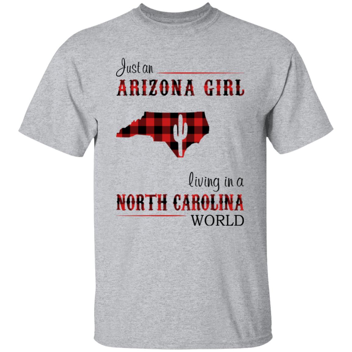 Just An Arizona Girl Living In A North Carolina World T-shirt - T-shirt Born Live Plaid Red Teezalo