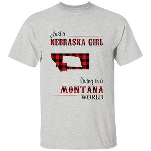 Just A Nebraska Girl Living In A Montana World T-shirt - T-shirt Born Live Plaid Red Teezalo