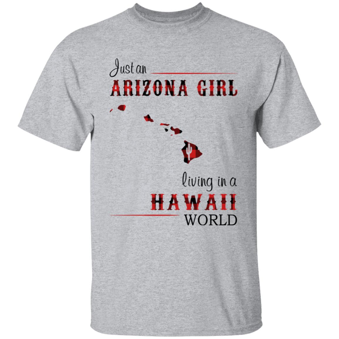 Just An Arizona Girl Living In A Hawaii World T-shirt - T-shirt Born Live Plaid Red Teezalo