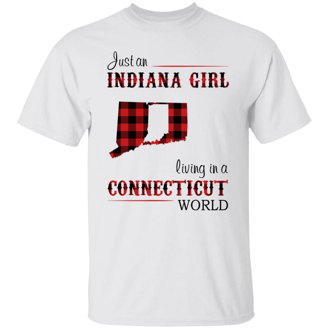 Just An Indiana Girl Living In A Connecticut World T- Shirt - T-shirt Born Live Plaid Red Teezalo
