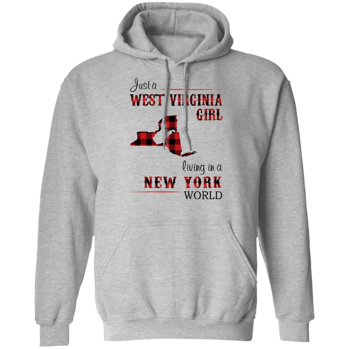 Just A West Virginia Girl Living In A New York World T Shirt - T-shirt Teezalo