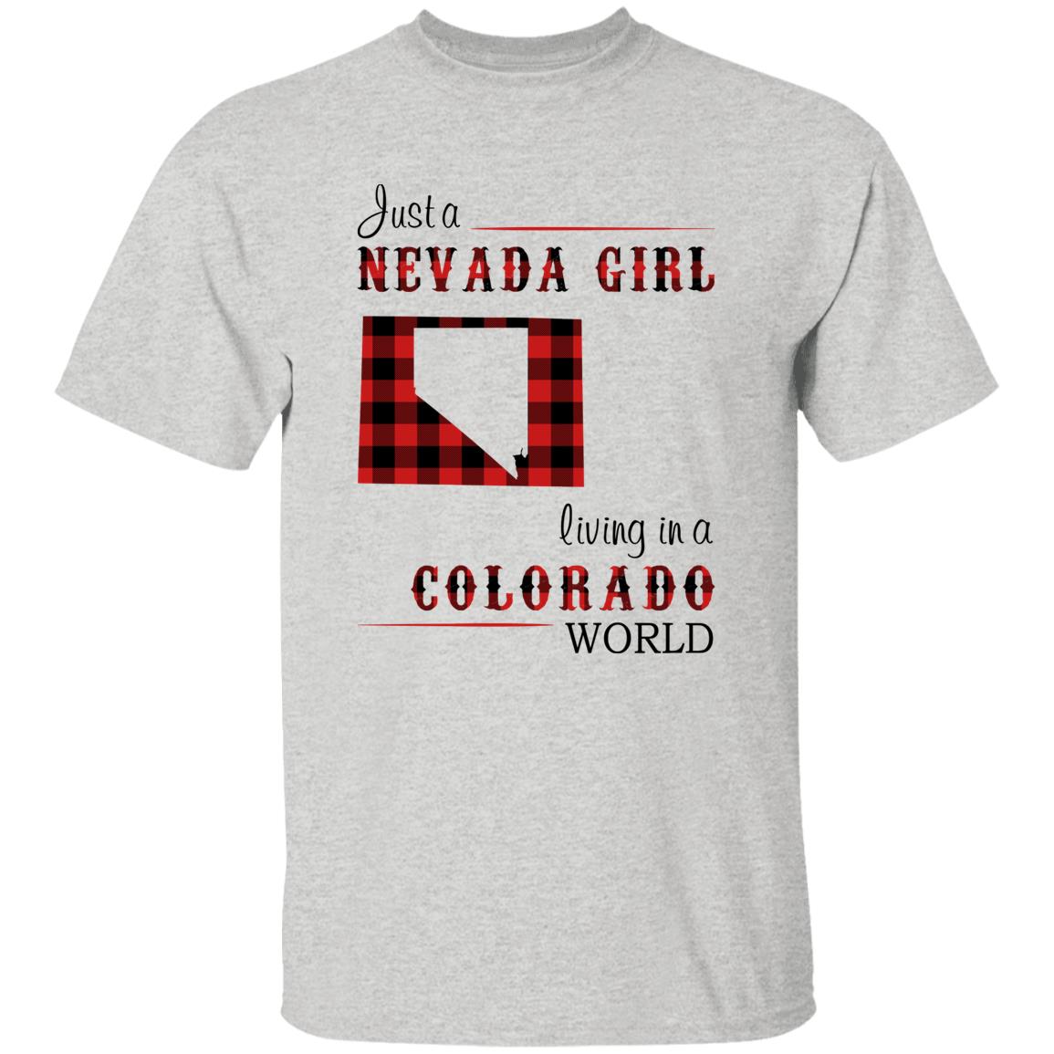 Just A Nevada Girl Living In A Colorado World T-shirt - T-shirt Born Live Plaid Red Teezalo