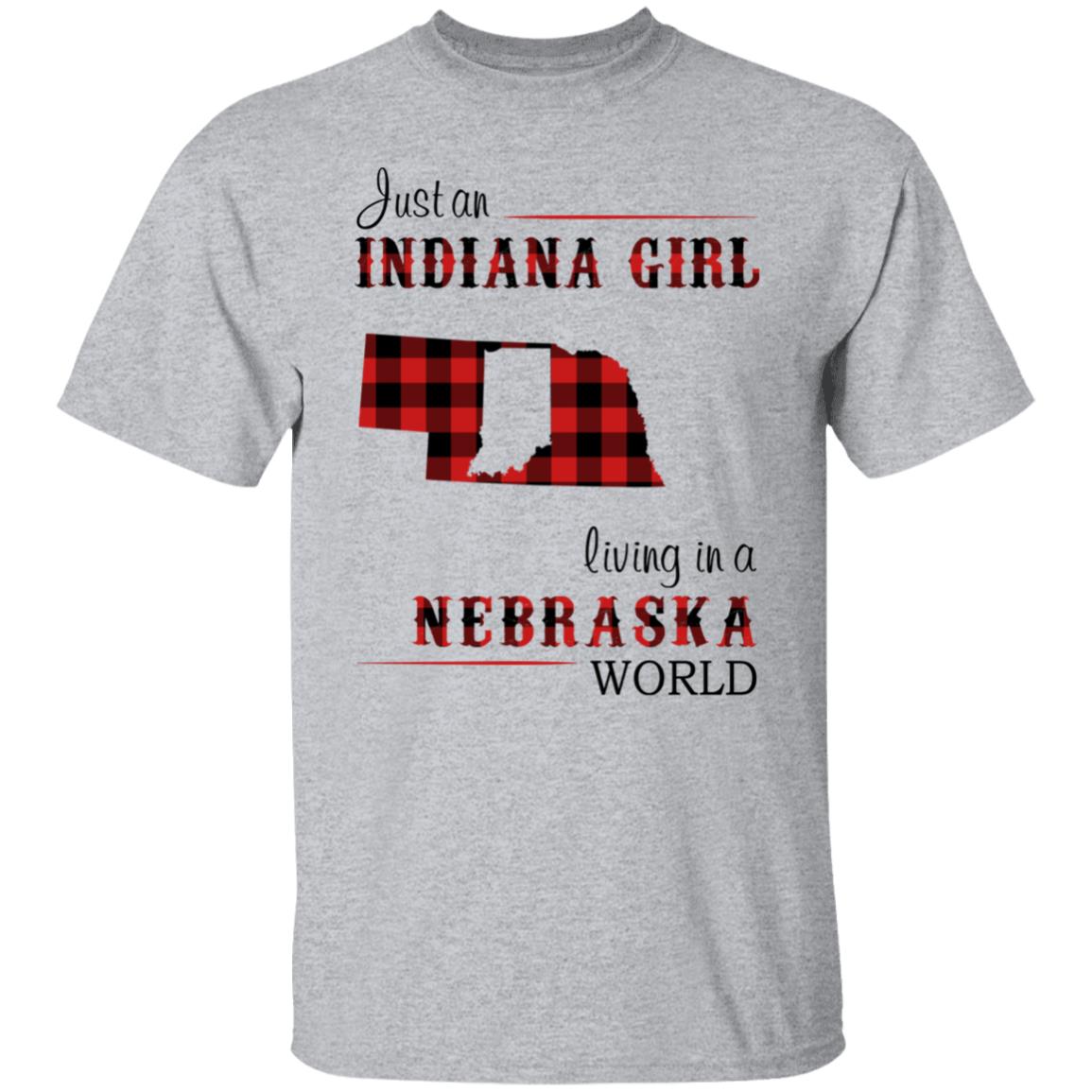 Just An Indiana Girl Living In A Nebraska World T-Shirt - T-shirt Born Live Plaid Red Teezalo