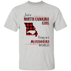 Just A North Carolina Girl Living In A Missouri World T-shirt - T-shirt Born Live Plaid Red Teezalo
