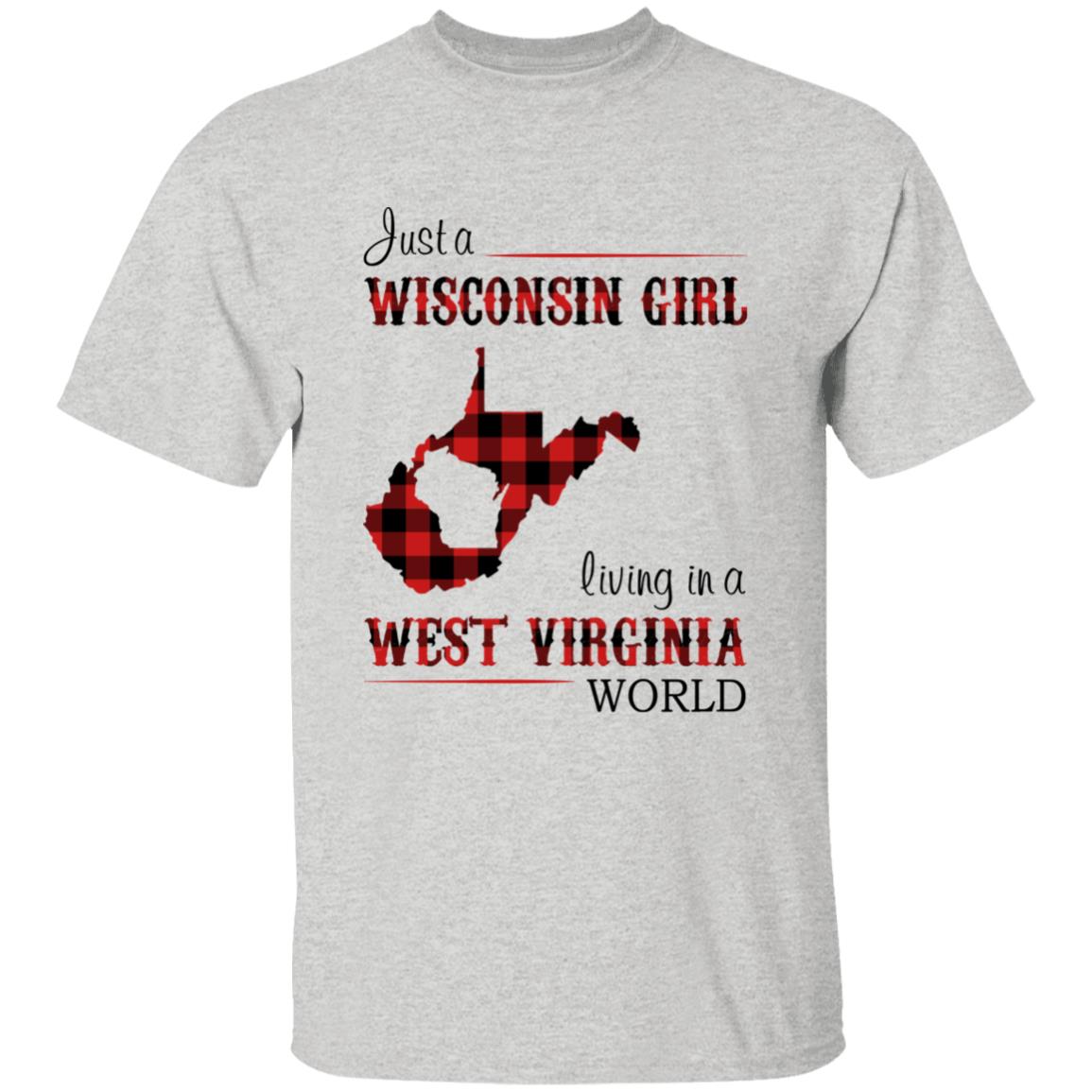Just A Wisconsin Girl Living In A West Virginia World T-shirt - T-shirt Born Live Plaid Red Teezalo