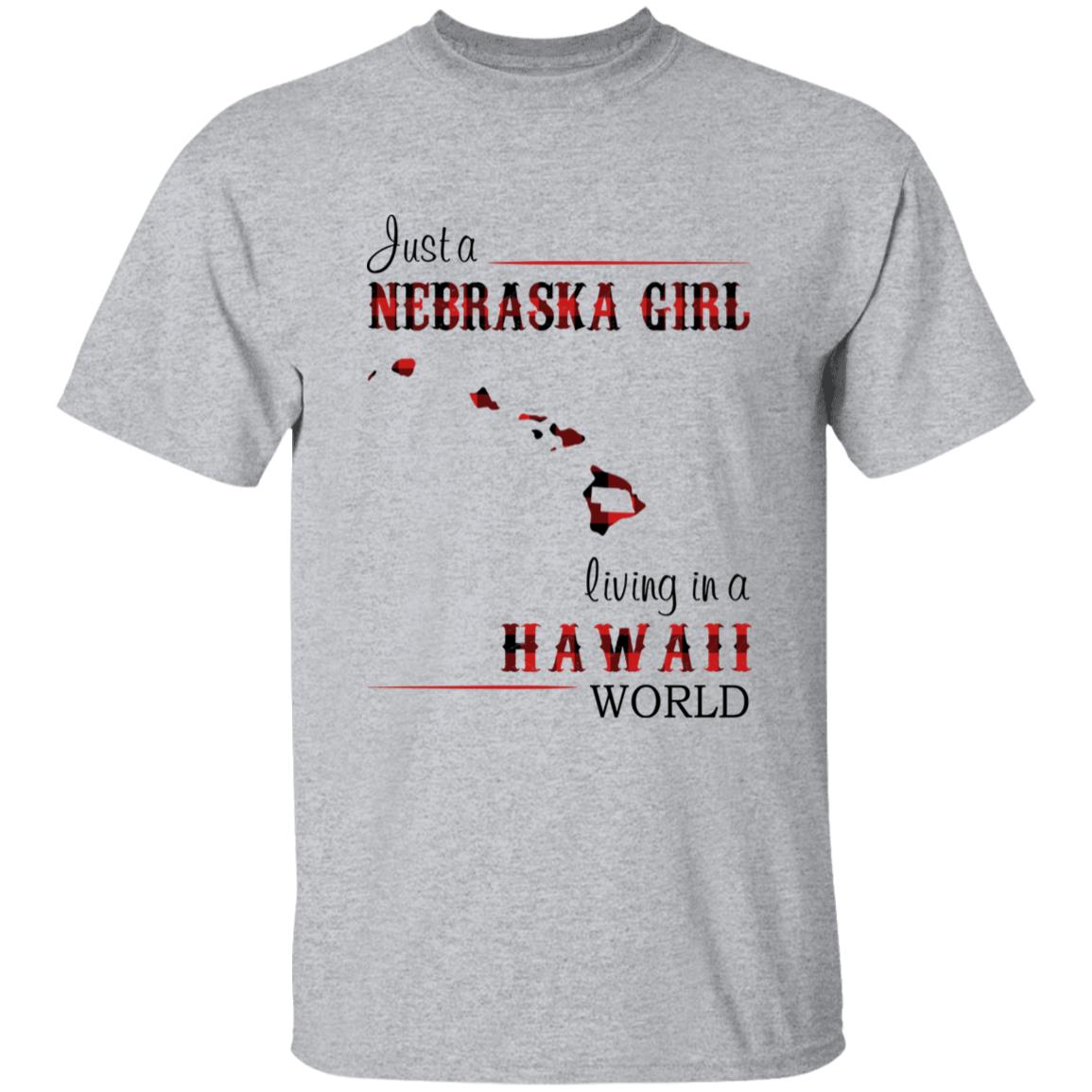 Just A Nebraska Girl Living In A Hawaii World T-shirt - T-shirt Born Live Plaid Red Teezalo