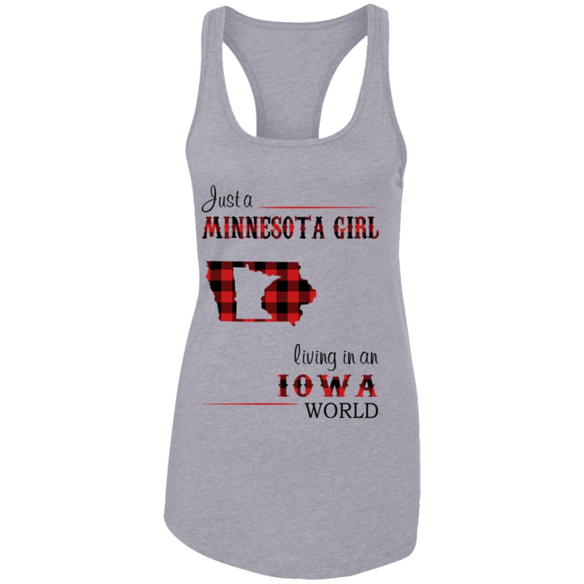 Just A Minnesota Girl Living In An Iowa World T Shirt - T-shirt Teezalo