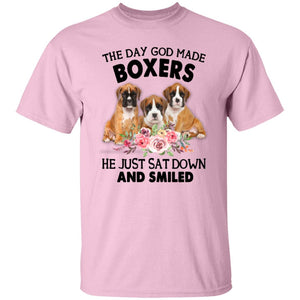 Funny Boxer Shirt, The Day God Made Boxers He Just Sat Down And Smiled - T-Shirts Teezalo