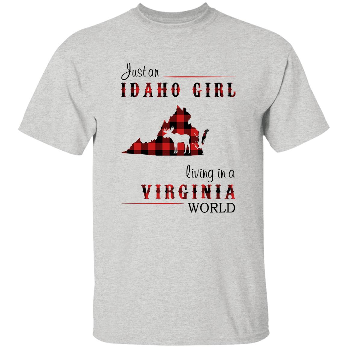 Just An Idaho Girl Living In A Virginia World T-shirt - T-shirt Born Live Plaid Red Teezalo