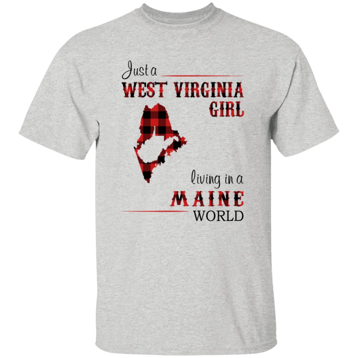 Just A West Virginia Girl Living In A Maine World T-shirt - T-shirt Born Live Plaid Red Teezalo