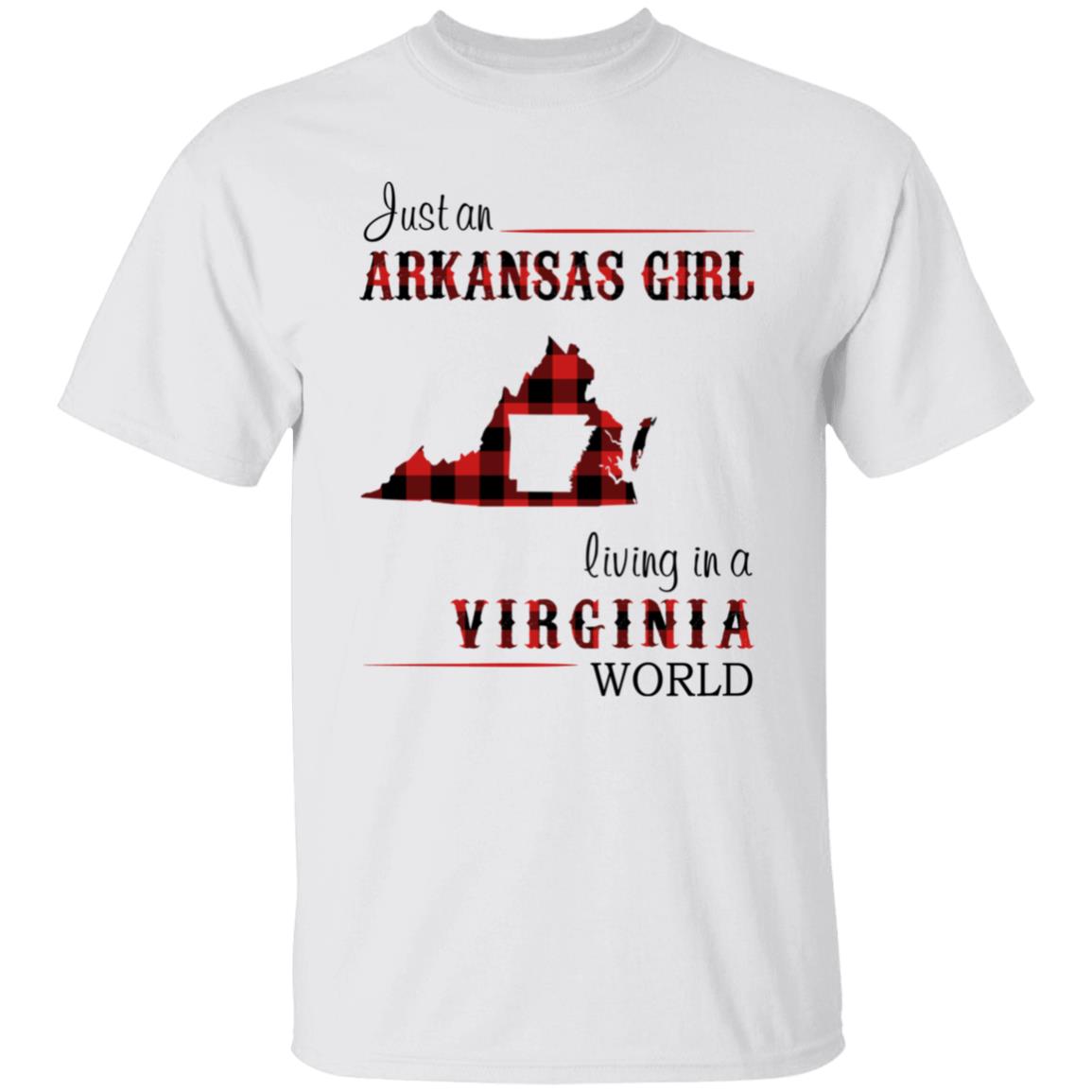 Just An Arkansas Girl Living In A Virginia World T-shirt - T-shirt Born Live Plaid Red Teezalo
