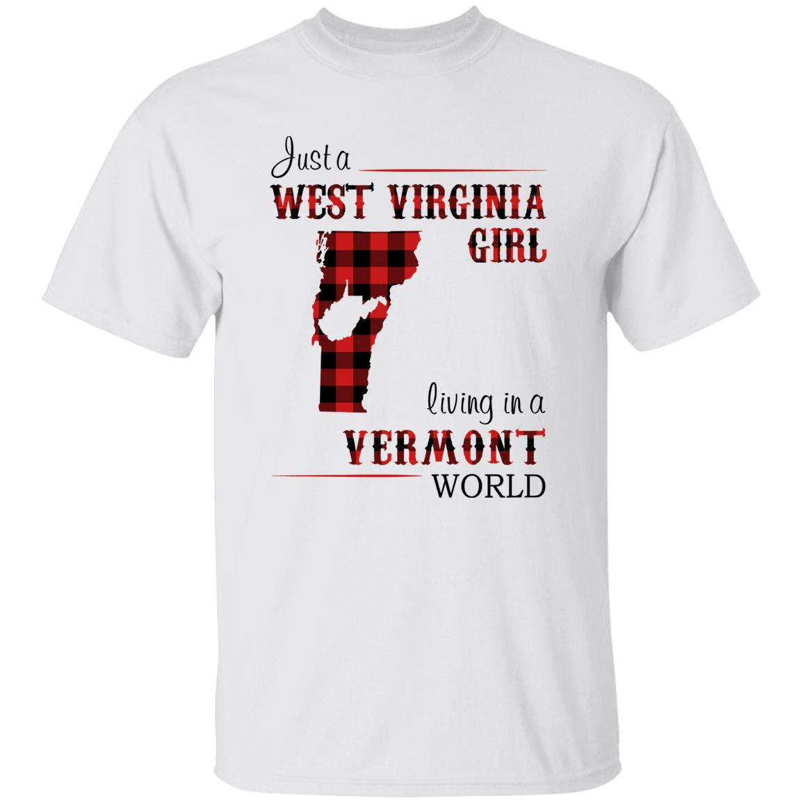 Just A West Virginia Girl Living In A Vermont World T-shirt - T-shirt Born Live Plaid Red Teezalo