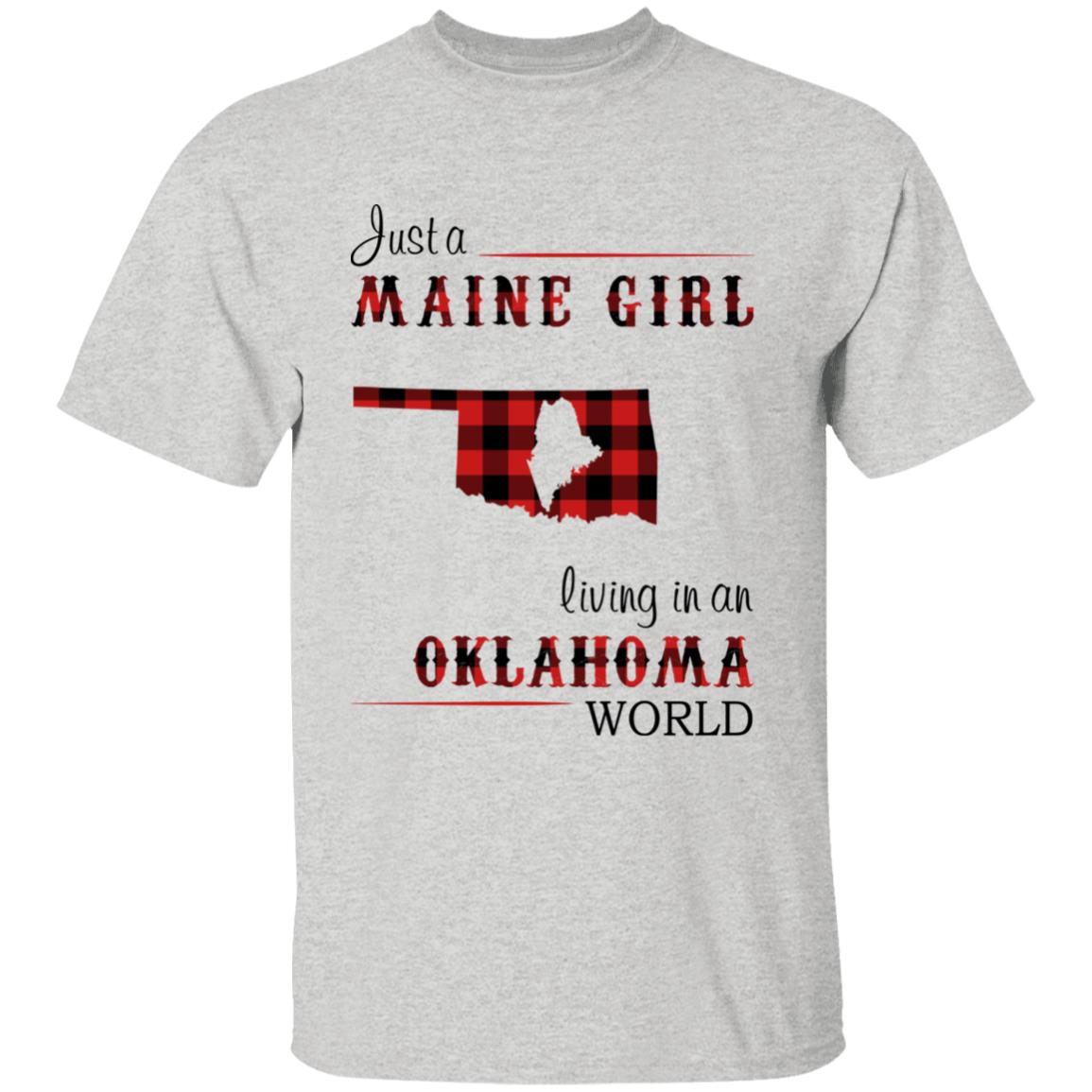 Just A Maine Girl Living In An Oklahoma World T-shirt - T-shirt Born Live Plaid Red Teezalo