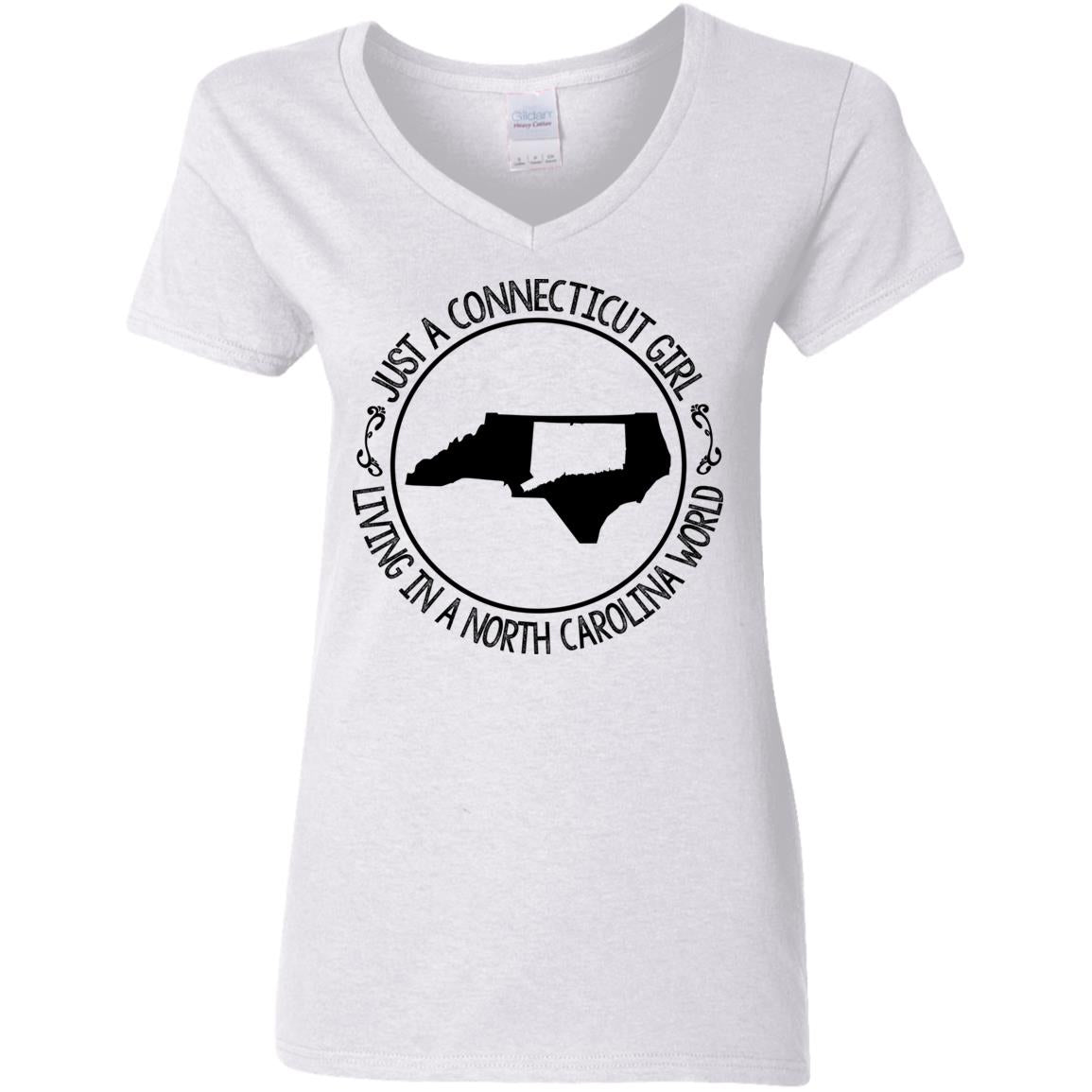 Just A Connecticut Girl In A North Carolina World T Shirt - T-shirt Teezalo