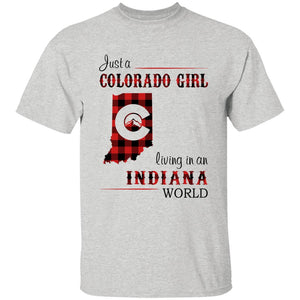 Just A Colorado Girl Living In An Indiana World T-shirt - T-shirt Born Live Plaid Red Teezalo