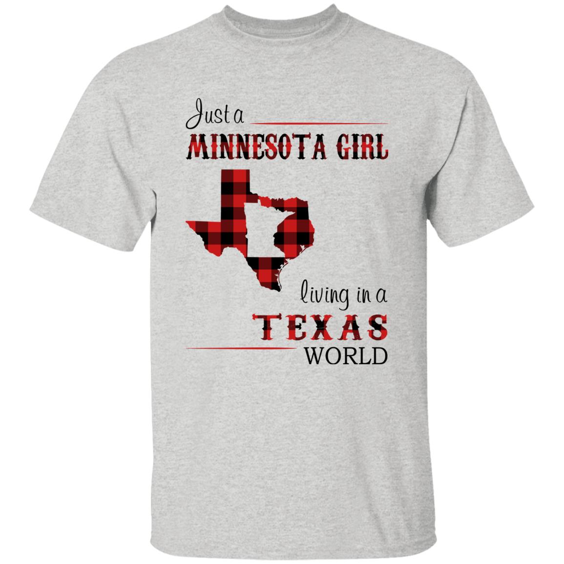Just A Minnesota Girl Living In A Texas World T-shirt - T-shirt Born Live Plaid Red Teezalo