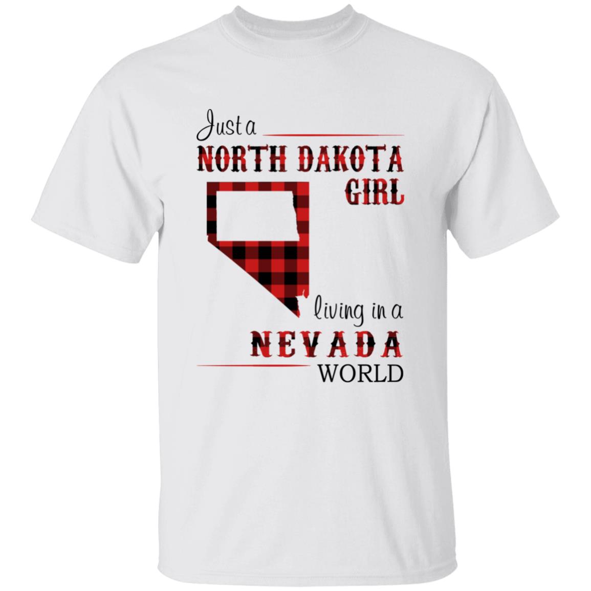 Just A North Dakota Girl Living In A Nevada World T-shirt - T-shirt Born Live Plaid Red Teezalo