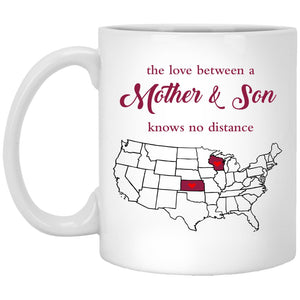 Kansas Wisconsin The Love Between Mother And Son Mug - Mug Teezalo