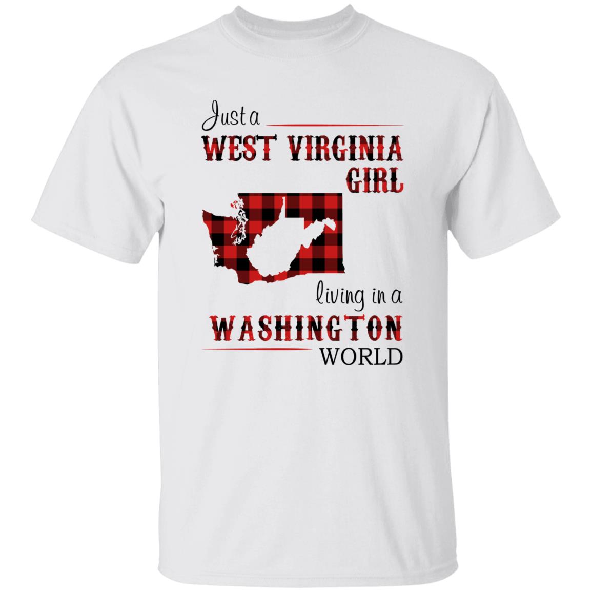Just A West Virginia Girl Living In A Washington World T-shirt - T-shirt Born Live Plaid Red Teezalo