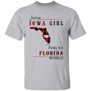 Just An Iowa Girl Living In A Florida World T-shirt - T-shirt Born Live Plaid Red Teezalo