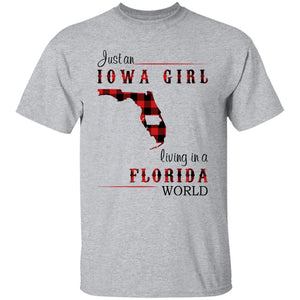 Just An Iowa Girl Living In A Florida World T-shirt - T-shirt Born Live Plaid Red Teezalo