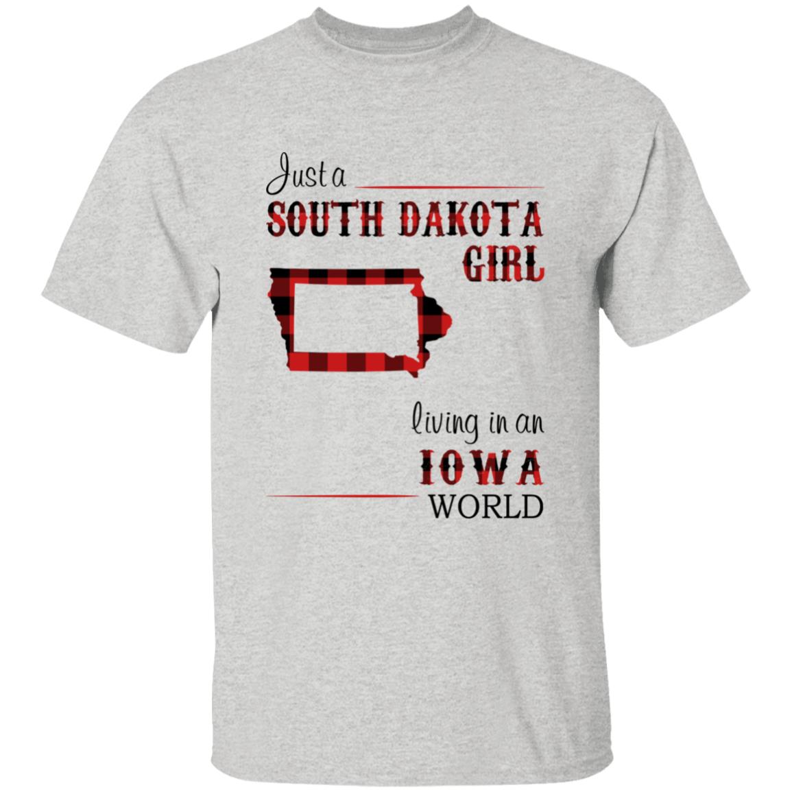 Just A South Dakota Girl Living In An Iowa World T-shirt - T-shirt Born Live Plaid Red Teezalo