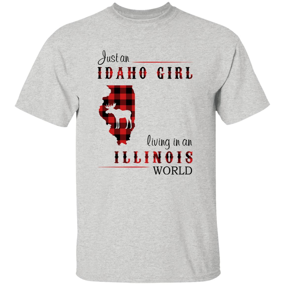 Just An Idaho Girl Living In An Illinois World T-shirt - T-shirt Born Live Plaid Red Teezalo