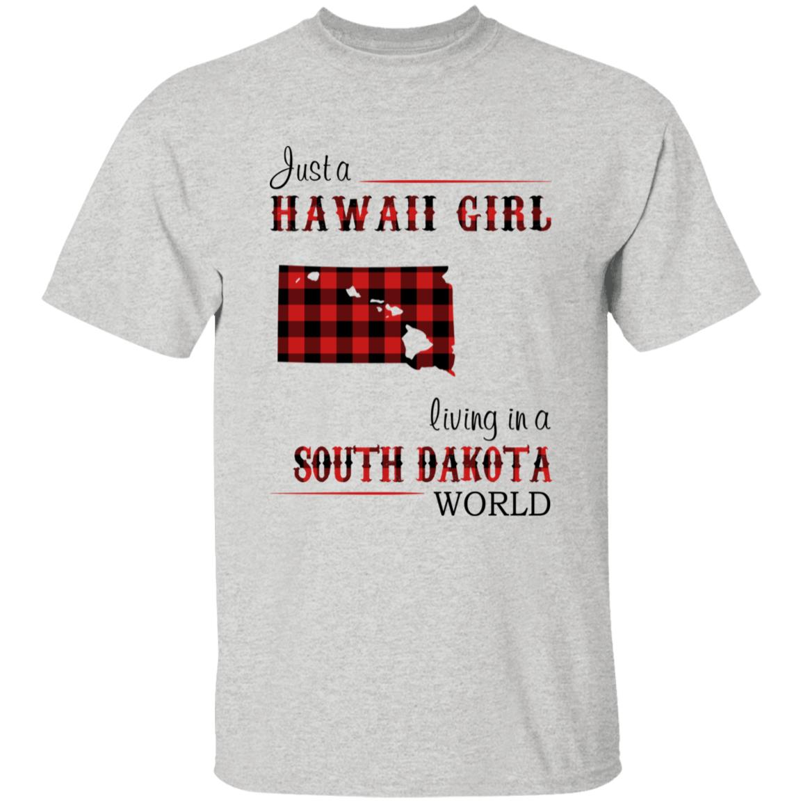 Just A Hawaii Girl Living In A South Dakota World T-shirt - T-shirt Born Live Plaid Red Teezalo