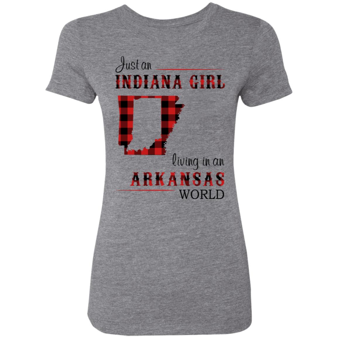 Just An Indiana Girl Living In An Arkansas World T- Shirt - T-shirt Born Live Plaid Red Teezalo