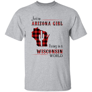Just An Arizona Girl Living In A Wisconsin World T-shirt - T-shirt Born Live Plaid Red Teezalo