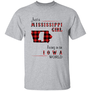 Just A Mississippi  Girl Living In An Iowa World T-shirt - T-shirt Born Live Plaid Red Teezalo
