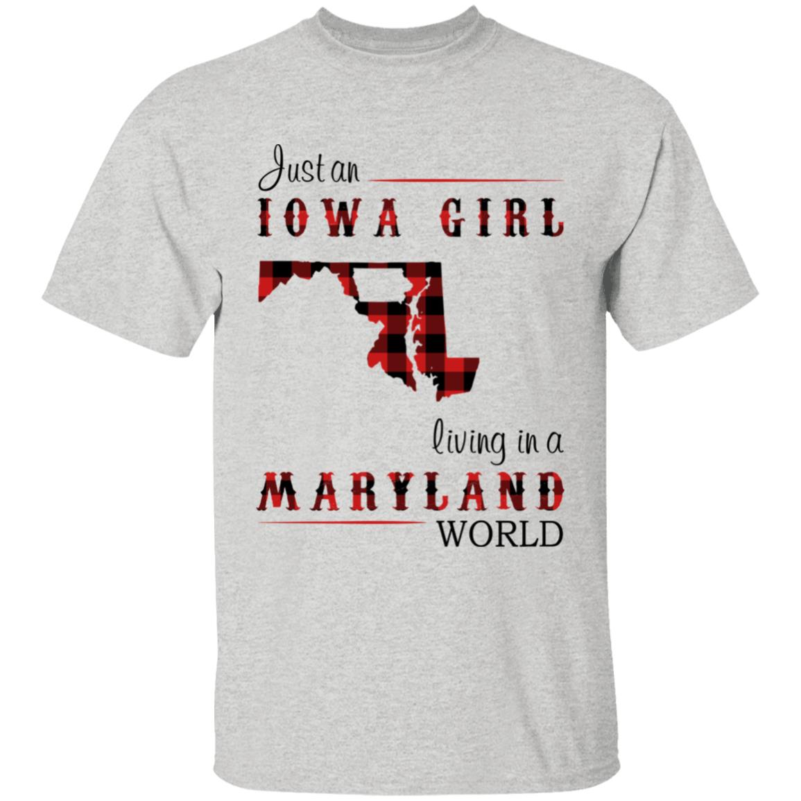 Just An Iowa Girl Living In A Maryland World T-shirt - T-shirt Born Live Plaid Red Teezalo