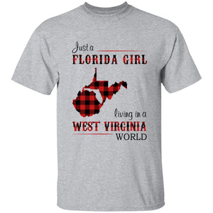 Just A Florida Girl Living In A West Virginia World T-shirt - T-shirt Born Live Plaid Red Teezalo