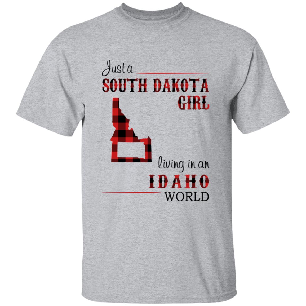 Just A South Dakota Girl Living In An Idaho World T-shirt - T-shirt Born Live Plaid Red Teezalo