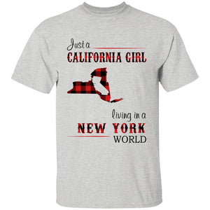 Just A California Girl Living In A New York World T-shirt - T-shirt Born Live Plaid Red Teezalo