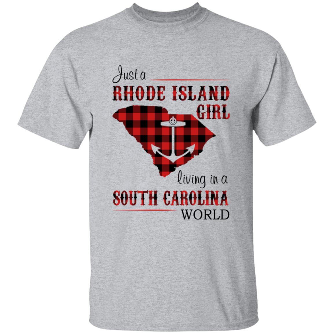 Just A Rhode Island Girl Living In A South Carolina World T-shirt - T-shirt Born Live Plaid Red Teezalo