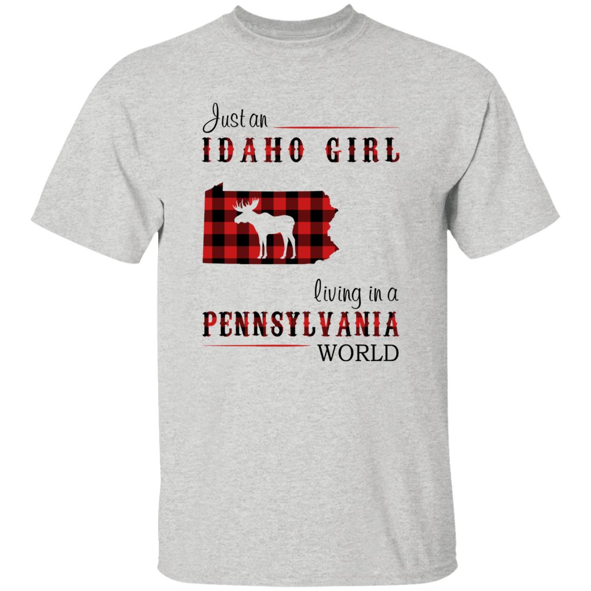 Just An Idaho Girl Living In A Pennsylvania World T-shirt - T-shirt Born Live Plaid Red Teezalo