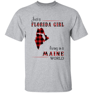 Just A Florida Girl Living In A Maine World T-shirt - T-shirt Born Live Plaid Red Teezalo