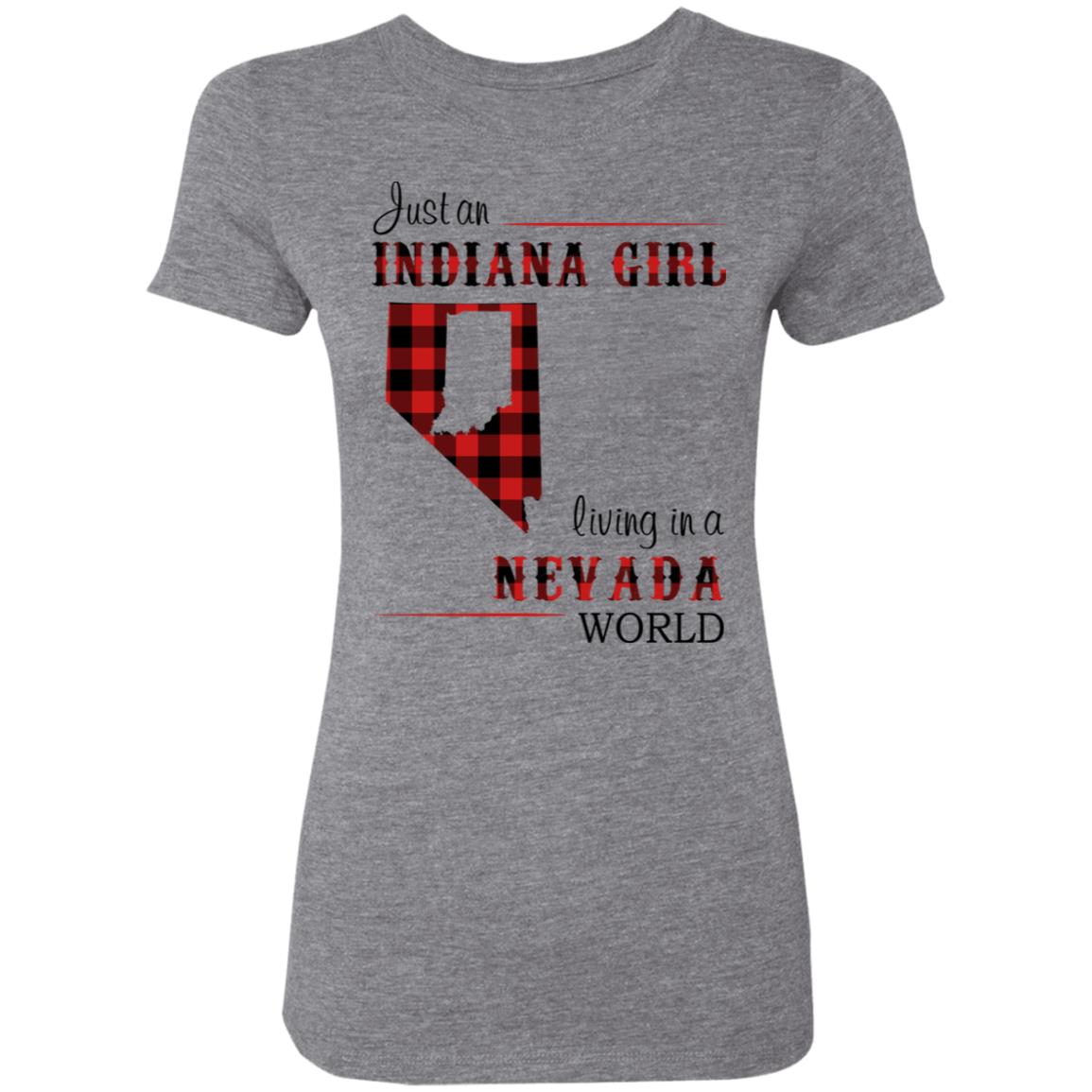 Just An Indiana Girl Living In A Nevada World T-Shirt - T-shirt Born Live Plaid Red Teezalo