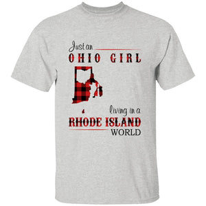 Just An Ohio Girl Living In A Rhode Island World T-shirt - T-shirt Born Live Plaid Red Teezalo