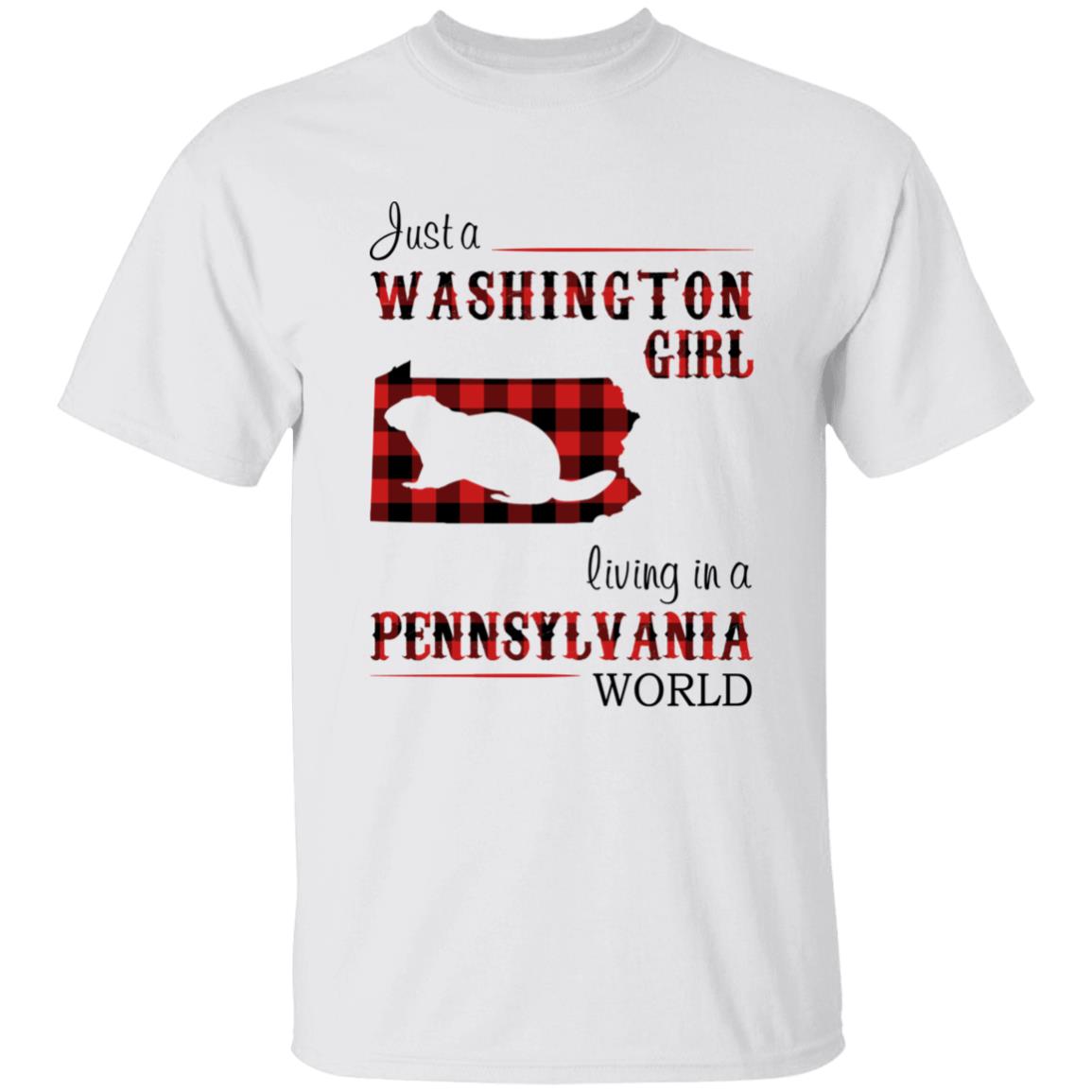 Just A Washington Girl Living In A Pennsylvania World T-shirt - T-shirt Born Live Plaid Red Teezalo
