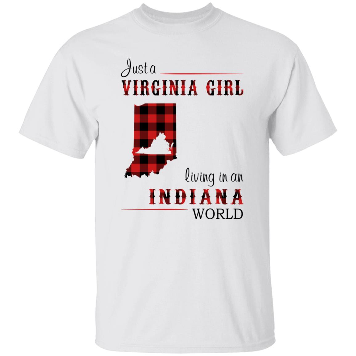 Just A Virginia Girl Living In An Indiana World T-shirt - T-shirt Born Live Plaid Red Teezalo