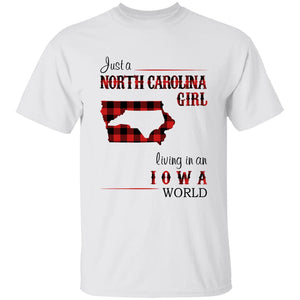 Just A North Carolina Girl Living In An Iowa World T-shirt - T-shirt Born Live Plaid Red Teezalo