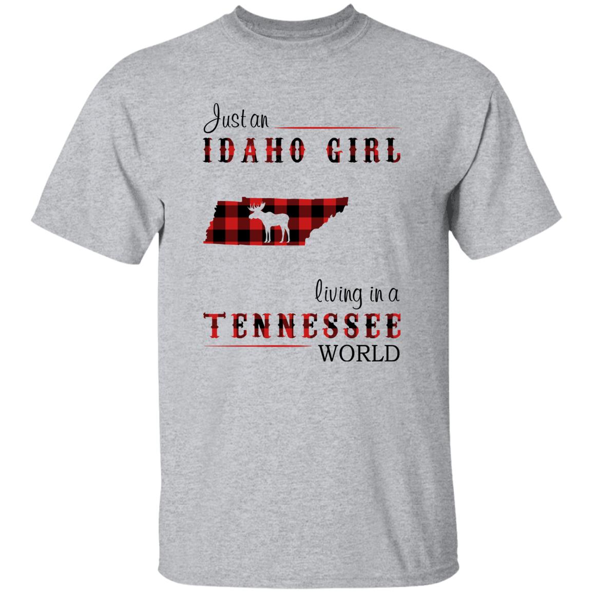 Just An Idaho Girl Living In A Tennessee World T-shirt - T-shirt Born Live Plaid Red Teezalo