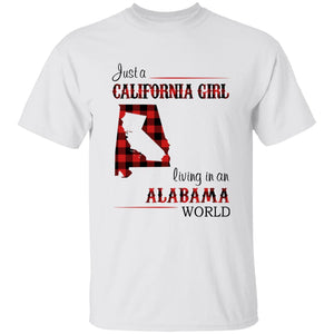Just A California Girl Living In An Alabama World T-Shirt - T-shirt Born Live Plaid Red Teezalo