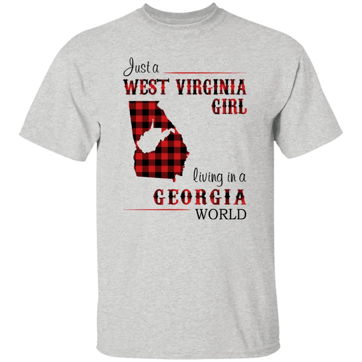 Just A West Virginia Girl Living In A Georgia World T-shirt - T-shirt Born Live Plaid Red Teezalo
