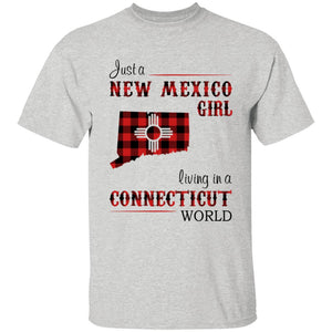Just A New Mexico Girl Living In A Connecticut World T-shirt - T-shirt Born Live Plaid Red Teezalo
