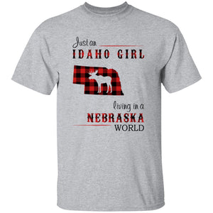 Just An Idaho Girl Living In A Nebraska World T-shirt - T-shirt Born Live Plaid Red Teezalo