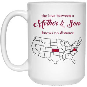Virginia Kansas The Love Between Mother And Son Mug - Mug Teezalo