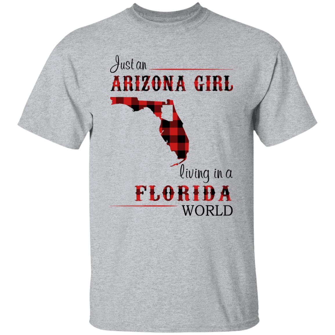 Just An Arizona Girl Living In A Florida World T-shirt - T-shirt Born Live Plaid Red Teezalo